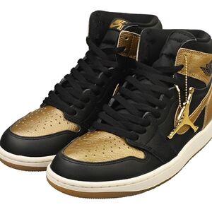 Nike Air Jordan Retro High OG Black and Gold Sneakers